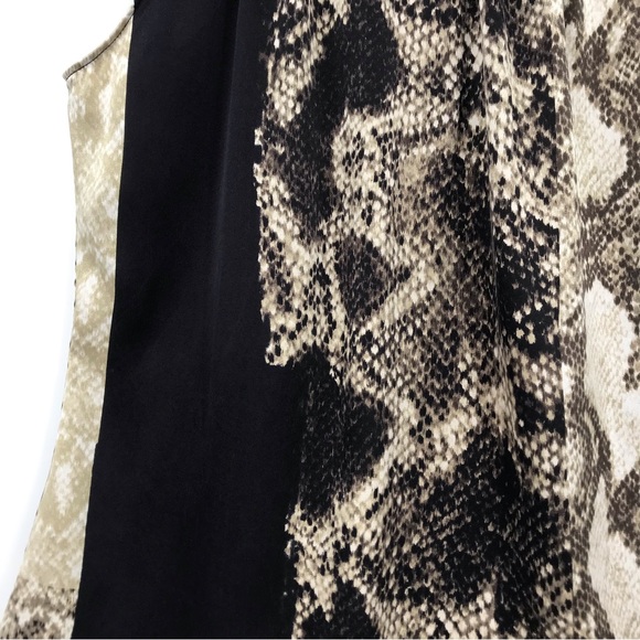 Elie Tahari Silk Snakeskin Print Halter Top Beige Tan & Black Keyhole Back SMALL - Picture 3 of 5